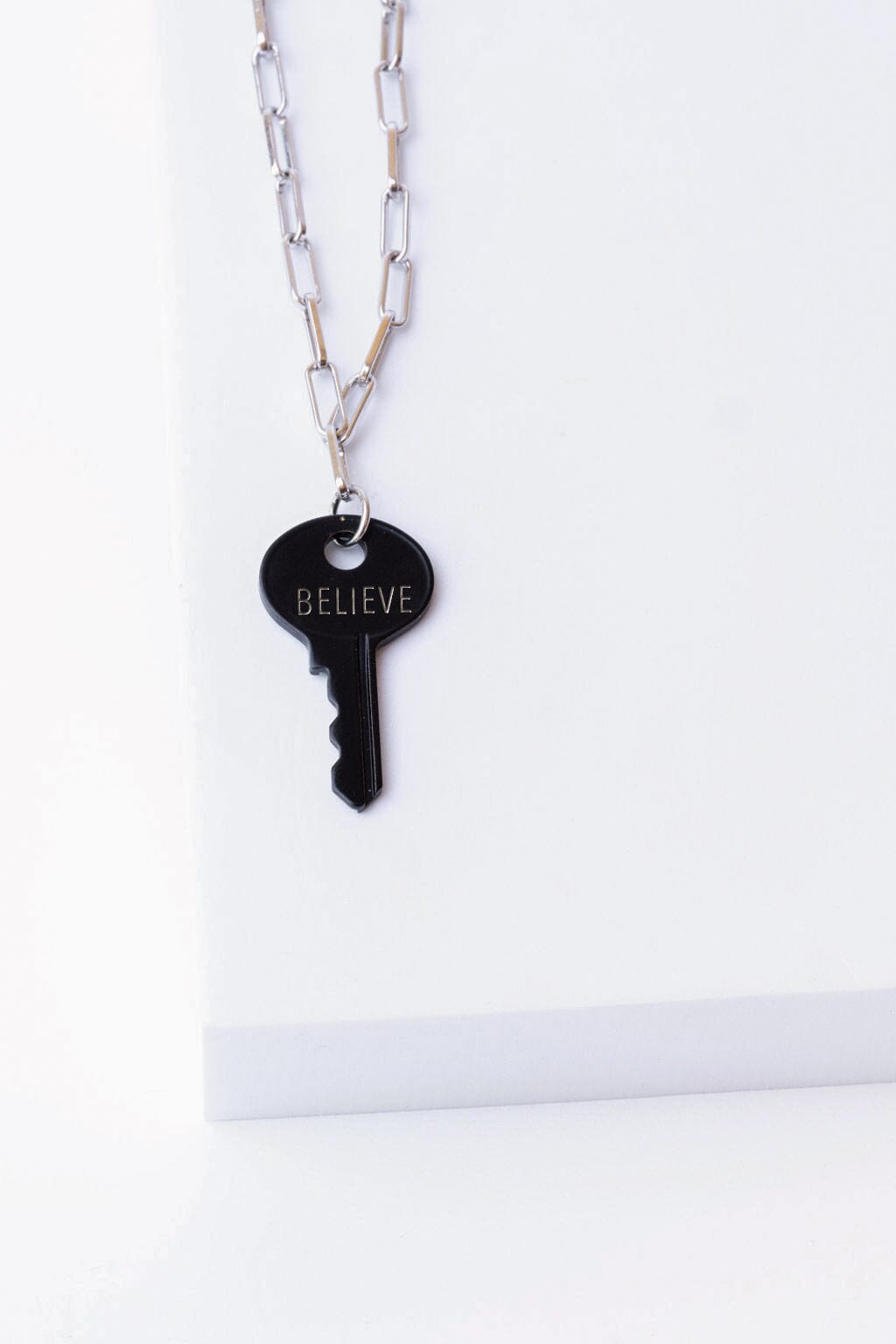 Matte Black Key Necklace