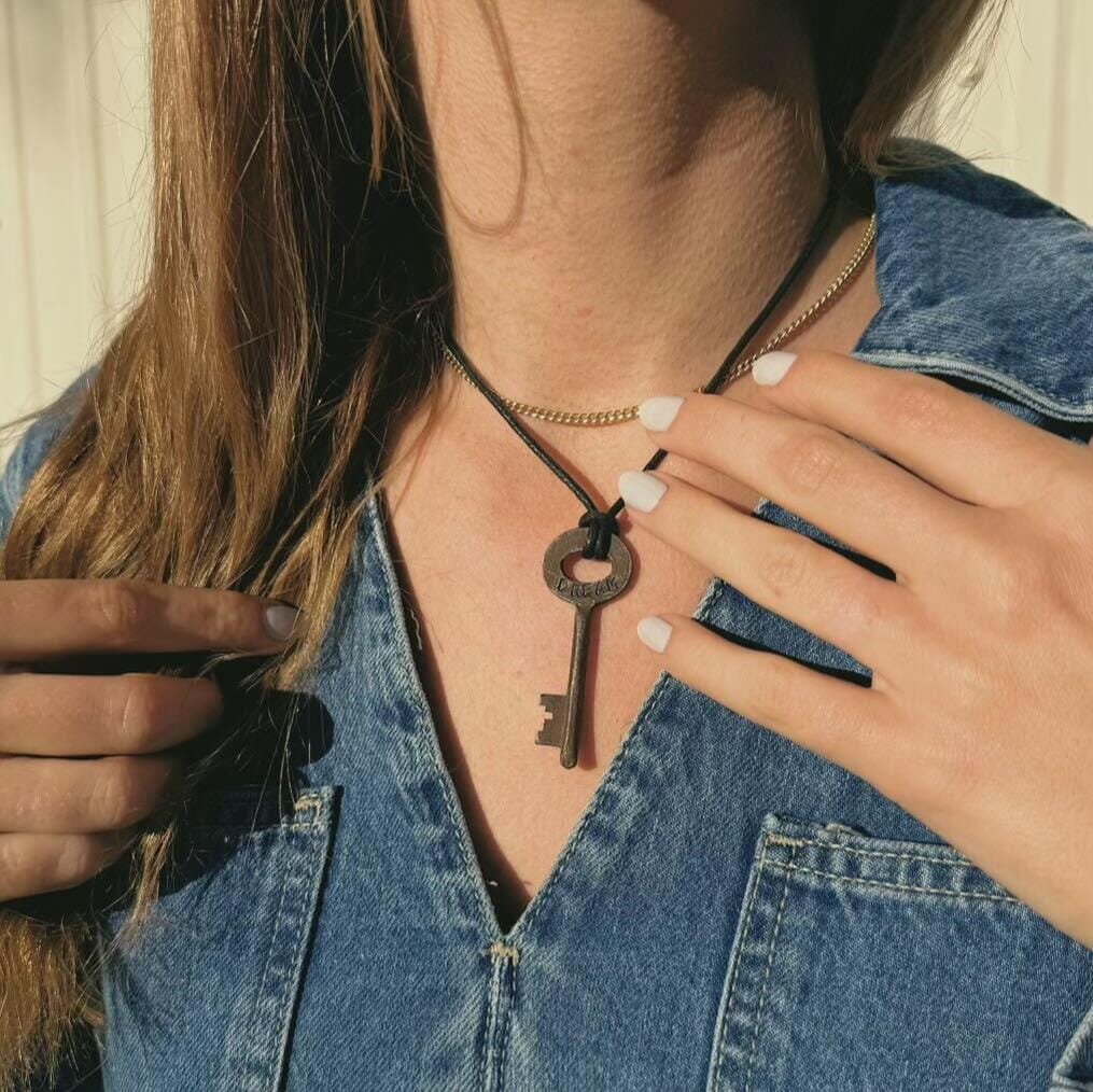 Antique Skeleton Key Black Chord Necklace Necklaces The Giving Keys 