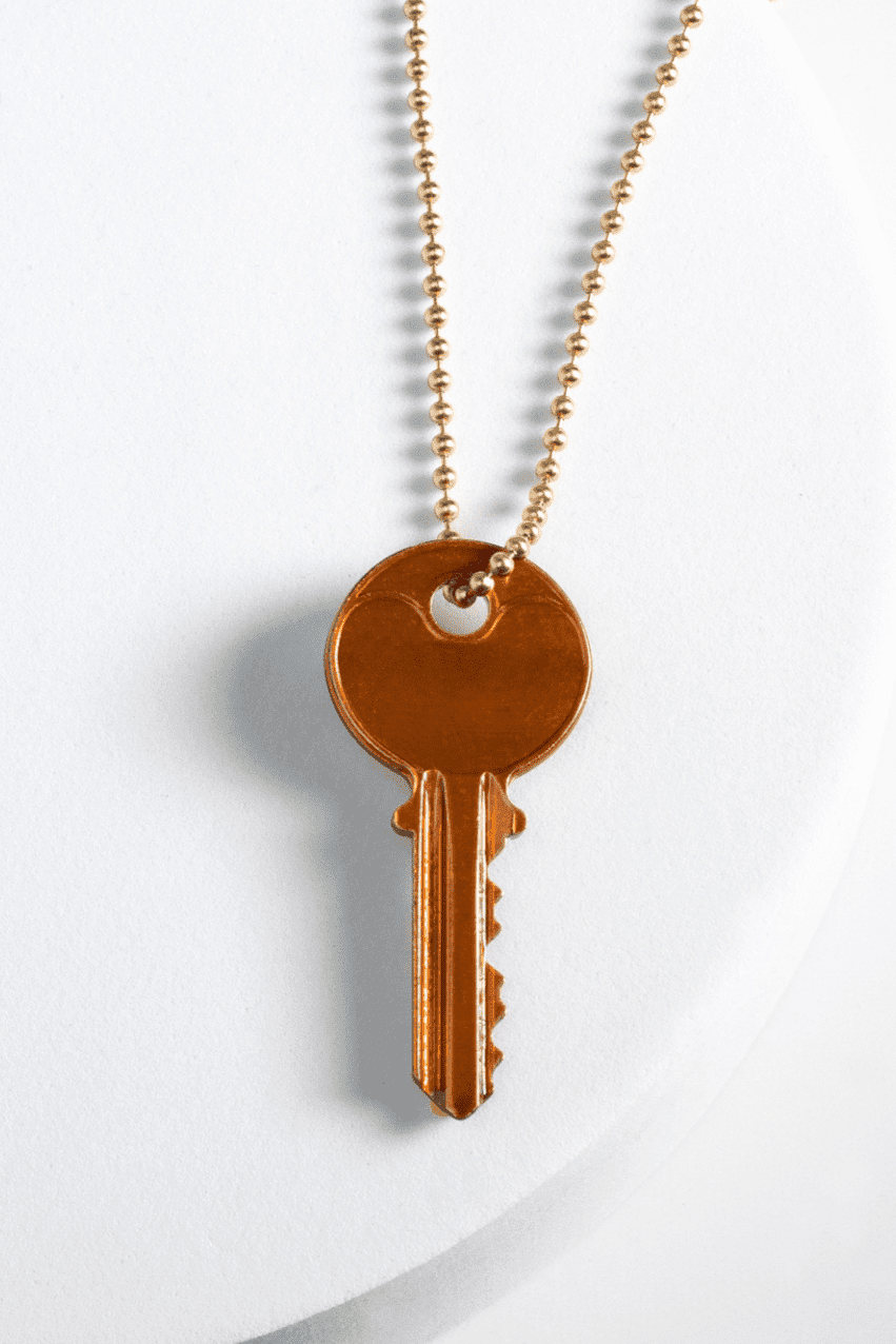 Color Classic Key Gold Ball Chain Necklace Necklaces The Giving Keys 