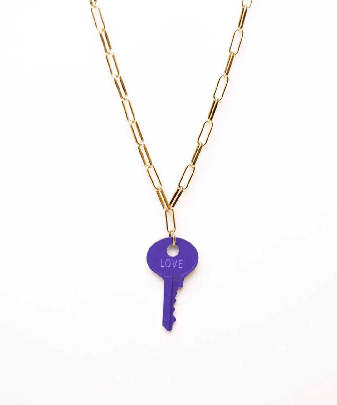 Color Dainty Emily Key Gold Brooklyn Chain Necklace Necklaces The Giving Keys Dark Purple 