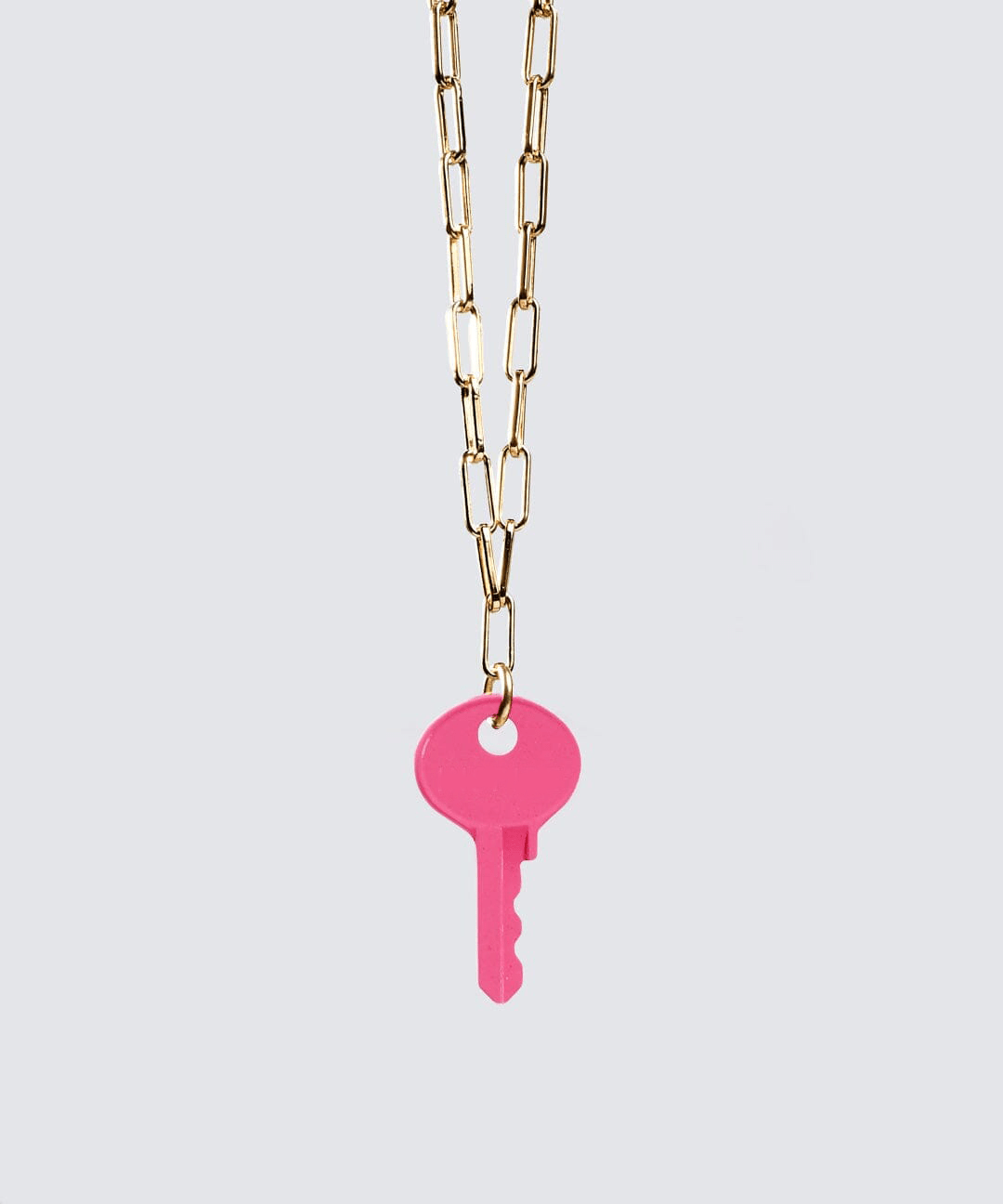 Color Dainty Emily Key Gold Brooklyn Chain Necklace Necklaces The Giving Keys Hot Pink 