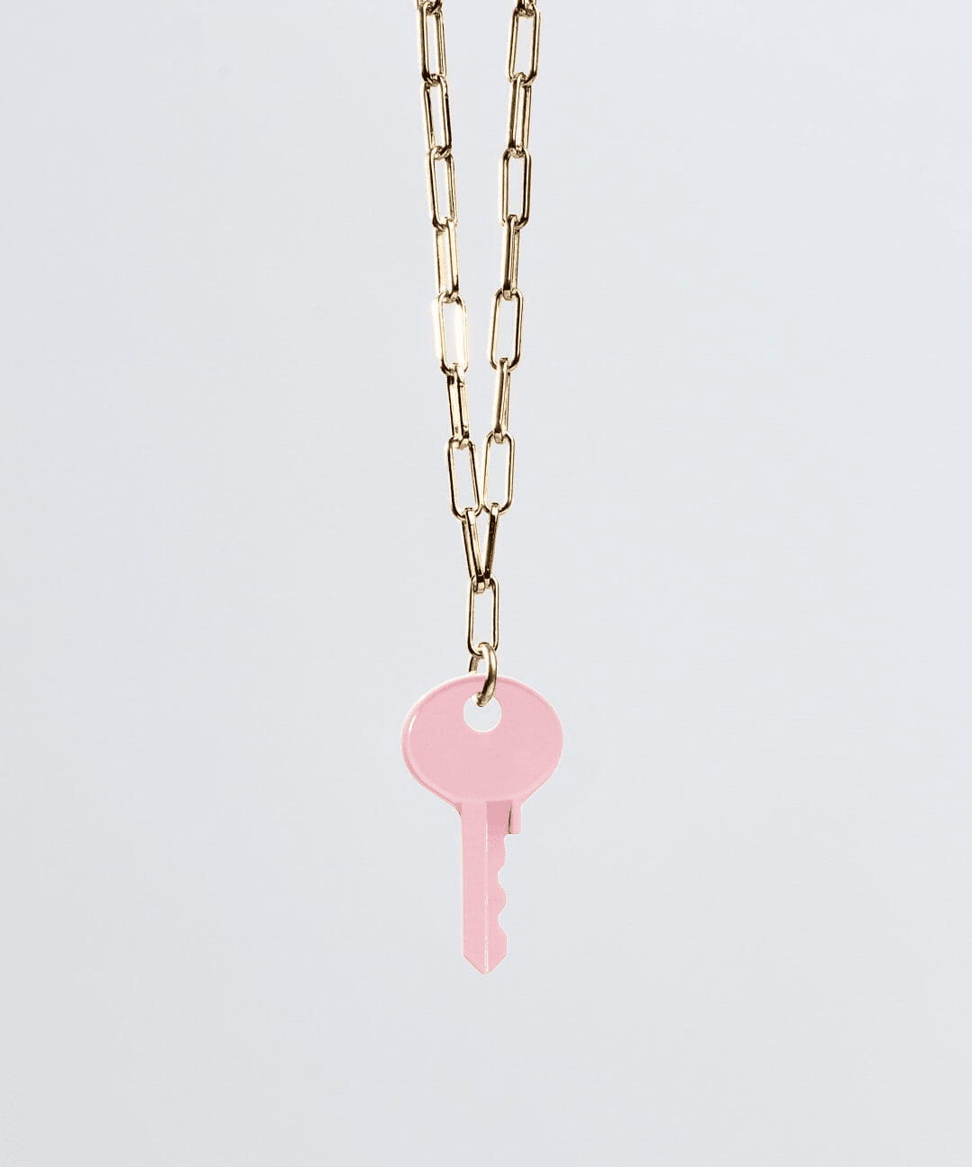 Color Dainty Emily Key Gold Brooklyn Chain Necklace Necklaces The Giving Keys Pastel Pink 