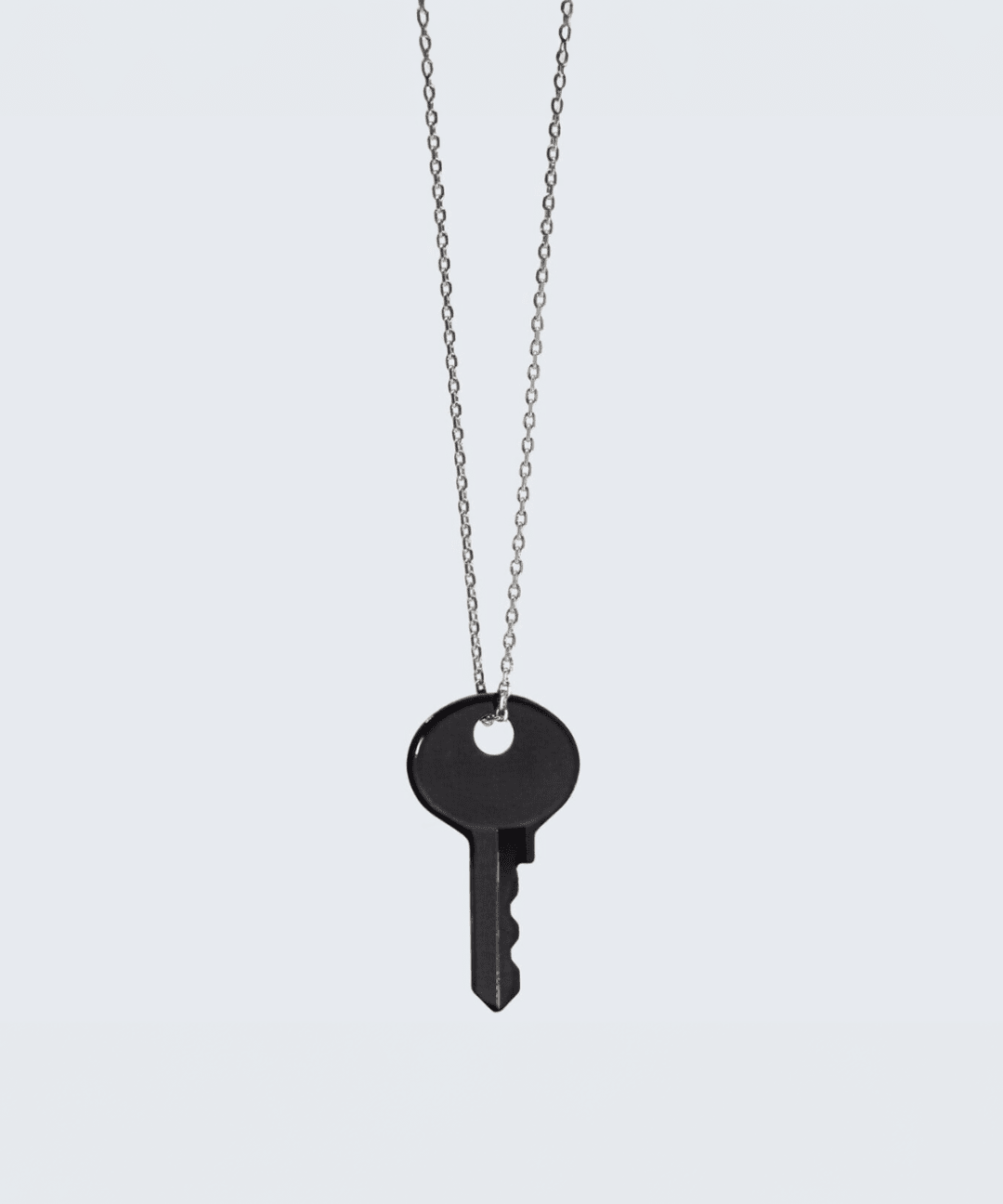 Color Dainty Emily Key Silver Chain Necklace Necklaces The Giving Keys Matte Black 