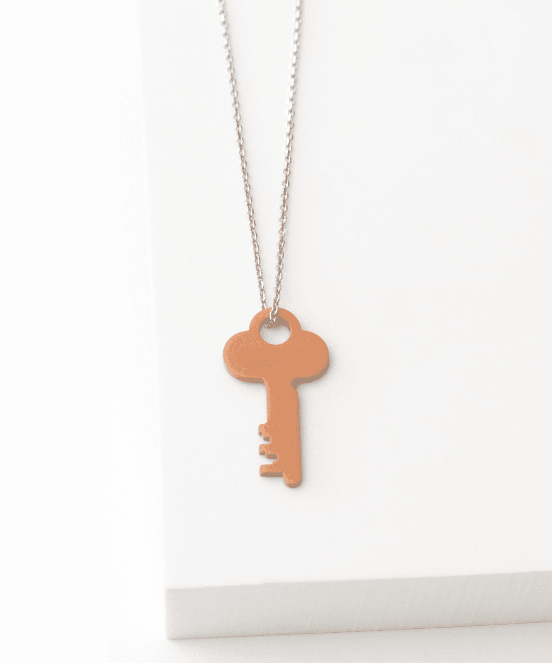 Color Dainty Maya Key Silver Chain Necklace Necklaces The Giving Keys Peach Fuzz 