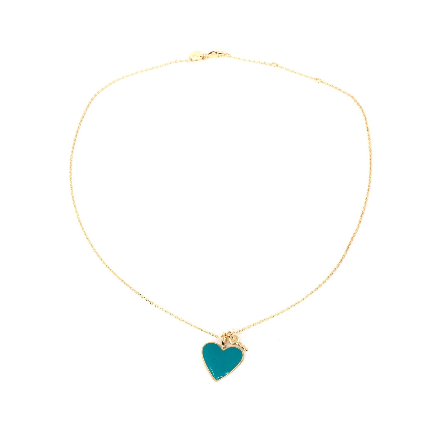 Turquoise Balance Enamel Heart and Mini Key Necklace Necklaces The Giving Keys 