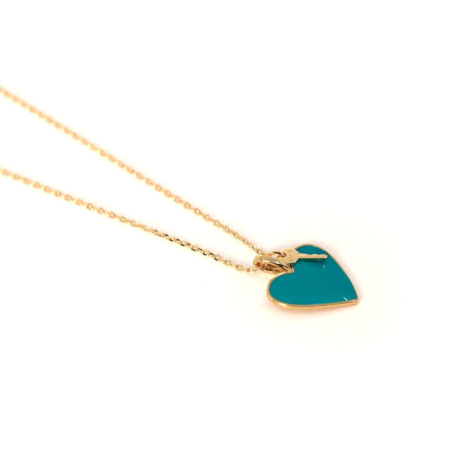 Turquoise Balance Enamel Heart and Mini Key Necklace Necklaces The Giving Keys 