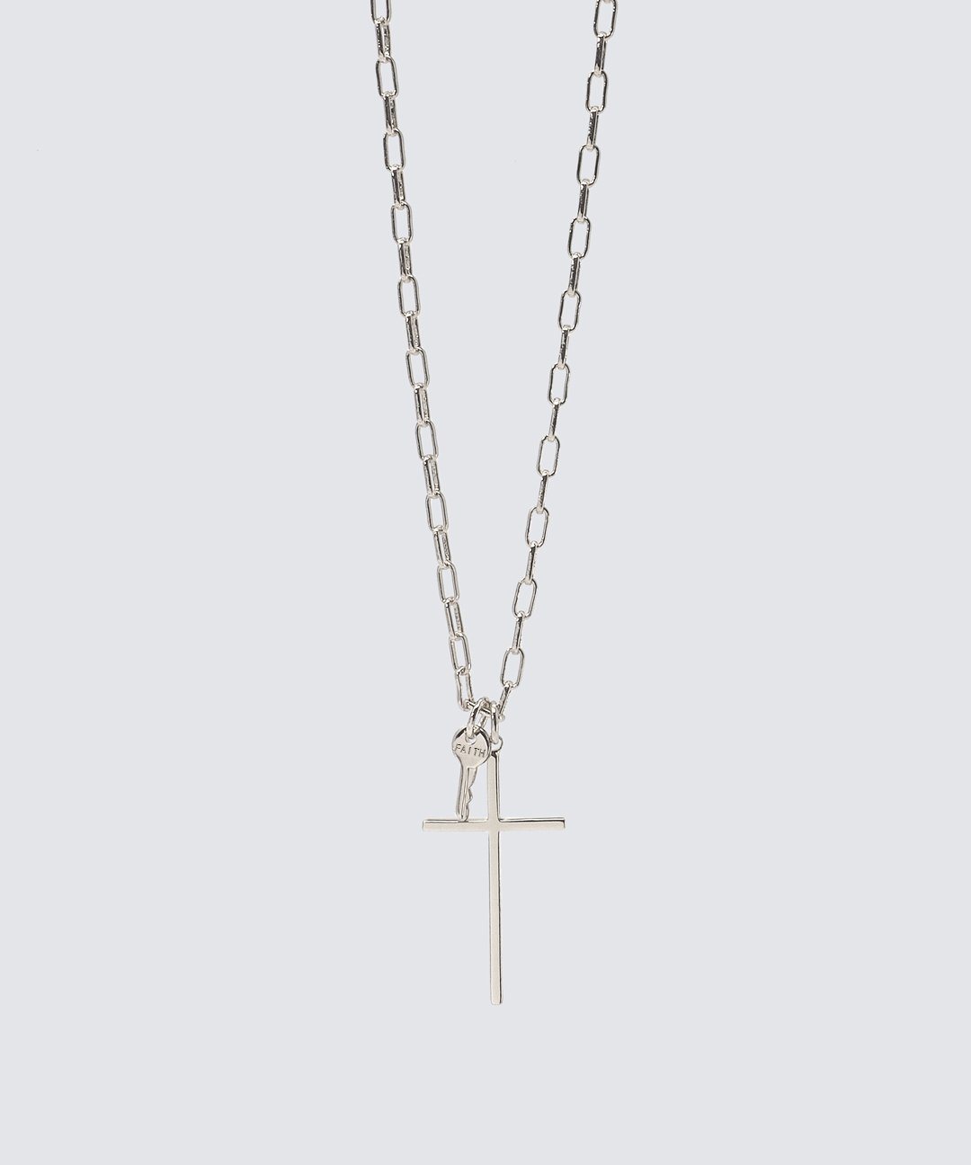 Cross and Mini Key Necklace with an Engraved Word | The Giving Keys