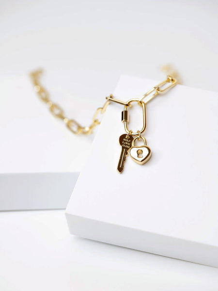 The Lock Pendant - 14K Gold Over Silver / Yes (+$10)